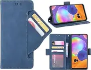 GoshukunTech Phone Cover for Samsung A31,for Samsung Galaxy A31 Wallet Case[ 5 Card Slots Leather Wallet ] Soft TPU Inner Case Flip Cover Stand Feature [6.4 inch]-Navy Blue