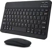 Rechargeable Bluetooth Keyboard and Mouse Combo for iPad, Ultra-Slim Portable Wireless Mouse Keyboard for iPad Pro Air Mini iPhone Samsung Tablet Cell Phone Android, iPadOS/iOS 13 and Above (Black)