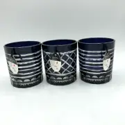 3 Set Debi Lilly Spell Binding Glass Candle Holder Black Stripe Diamond Witchy