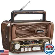 Gelielim Portable Radio AM FM, Retro Bluetooth 5.3 Speaker, Shortwave Radio S