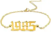 [CSIYANJRY99] Birth Year Ankle Bracelets for Women,14K Gold Plated Birth Year Number Anklets Adjustable Chain Beach Foot Ankle Bracelets for Teen Girls Birthday Gifts