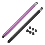 2pcs Stylus Pens for Touch Screens with 6 Extra Tips Black Purple