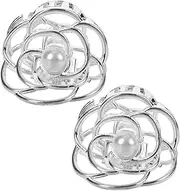 2pcs Women Hair Clips Double Hair Dye Bowl Mini Flower Hair Clips Hair Pearls Womens Hair Mini Hair Claw Clips Hairpins Silver Hair Clips Bridal Barrettes Miss Blindfold Acrylic