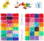 Pony Beads, 1,900 Pcs 9Mm Pony Beads Set in 24 Colors with Elastic String for Br