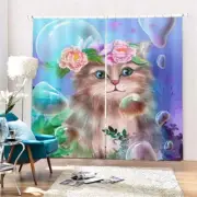 Brown Nice Cat Garland 3D Curtain Blockout Photo Printing Curtains Drape Fabric