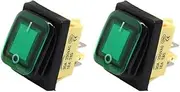 EKSIL ON Off 30A 12V 24V LED Heavy Duty 4 Pin Snap in DPST IP67 Sealed Waterproof T85 Auto Boat Marine Toggle Rocker Switch(Green LED)