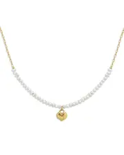 Aqua Gold Plate Cultured Freshwater Pearl Heart Drop Charm Necklace, 16 - Exclusive