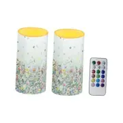 Flameless Candles LED Battery Operated Candles with Flower Butterfly Blue