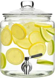 Glass Water Dispenser with Spout - 1 Gallon Mason Jar Iced Beverage Container for Parties - Sun Tea Pitcher by kitchentoolz