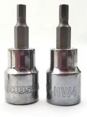 Lot of 2 Husky 4 mm Hex Bit Sockets 3/8" Drive HW4