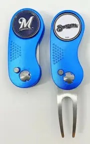 GOLF SWITCHBLADE Milwaukee Brewers DIVOT REPAIR TOOL + Ballmarker Blue