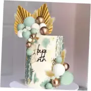 Flower Cake Topper Gold Palm Leaves Balls Cake Decoration for Baby Shower