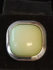 Paparazzi Green Ring Silver Metal Stretch Band