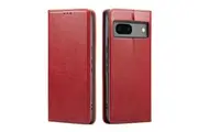 For Google Pixel 8a Case Leather Flip Wallet Folio Cover Red