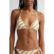 Versace Treasure Print Bikini Top in Bone Gold at Nordstrom, Size 3