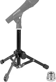 Geekria for Creators Tabletop Tripod Mic Stand, Desktop Mic Stand with Foldable Non-Slip Feet, Compatible with Behringer XM8500, C-1, CAD Audio GXL2200, Marantz Pro MPM-1000, Nady SCM-1000