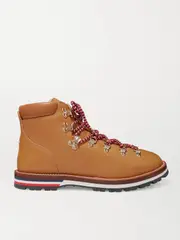 [Moncler] Moncler - Blanche Shearling-lined Leather Ankle Boots - Tan - IT35 IT 35 Brown