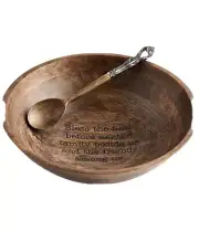 Mud Pie Festive Fall Collection Bless Food Serving Bowl with Spoon and Towel Set