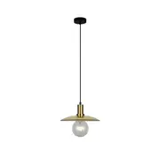 CHAPEAU Pendant Lamp Light Interior ES Amber Glass Coolie with Antique Brass Highlight OD300mm