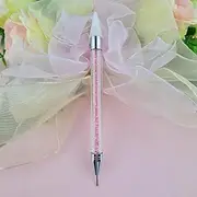 1 Piece Rhinestone Picker Dotting Pen, Dual-Ended Rhinestone Gems Crystals Studs Picker Wax Pencil Pen Crystal Beads Handle Manicure Nail Art DIY Decoration Tool (Pink)-Pink