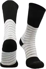 TCK Ankle Compression Support Crew Socks for Men - Ankle Wrap Tape Design Built In - Basketball Football Volleyball - 20-30 mmHg Compression