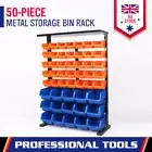 50-Pieces Bin Storage Shelving Rack Tool Parts Garage Tray Steel Organiser