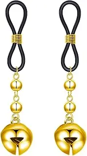 Gojewen 2pcs Fake Nipple Ring Clips On Nipple Hoop Stainless Steel Non Pierced Dangle Nipple Piercing Jewellery