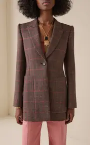 [Chloé] Long Checked-Wool Blazer