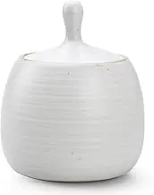 NCQIXIAO Retro Kitchen Canisters Ceramic Food Storage Jar Roud Shape with Silicone Airtight Lid for Tea, Coffee, Nuts, Herb, Spice, Sugar (White)