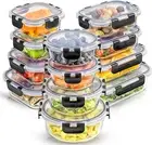 24-Piece Glass Storage Containers Set Airtight Freezer-Safe Meal Prep Pantry Use