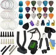 Labymos 1Set Guitar Accessories Kit Acoustic Guitar tools Strings Tuner Capo 3-in-1 Restring Tool Picks Bridge Pins Finger Protector