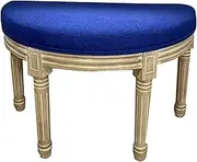 Half Moon French Vintage Bench with Padded Seat & Rubberwood Legs, 27" Upholstered Entryway Bench & Dining Bench, Tufted Fabric End of Bed Bench for Bedroom Living Room Hallway More