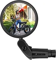 Addmotor Bike Mirror,Bike Bar End Mirror, Adjustable 360˚Rotatable HD Glass Convex Lens Bicycle Rearview Mirror, Safe Cycling Rearview Mirror
