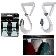 2 Pc Over the Door Hooks Hangers Hanging Purse Bag Towels Coats Rack Space Saver