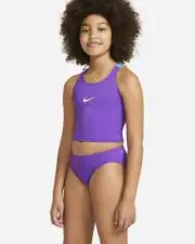 Nike Kids Girls Purple Crossback Midkini Swimsuit L10750 Size Small (8-10 YRS)