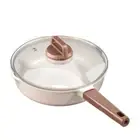 with Lid Stone Frying Pan Easy Clean Wok Pan Induction Cooker Gas Stove