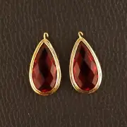 Checker Cut Red Hydro Quartz Yellow Gold Plated DIY Single Bail Pair Connectors