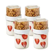 4PK iDesign Fresh Stack N Snack Double Sided Pantry Food Container Clear Medium