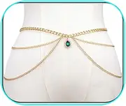 [Todenb] Bohemian Fake Pearl Bikini Body Chain for Women,Adjustable Waterproof Belly Waist Layered Cubic Zirconia Swimsuits Beach Chains Summer Festival Mermaid Party Accessories (Style-D), Chroma