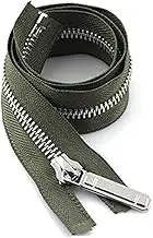 Zipper Zip Puller,Metal Zippers ，1pcs 70-150 cm 8# Metal Zipper Open-end Auto Lock Silver Slider Zipper DIY Jacket Coat Textile Accessory, Red, 90cm (Color : Wit, Size : 60cm)(Color:Army Green,Size:10