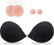 [VPPCF] Sticky Bra,Backless Strapless Bra Push Up,Adhesive Invisible Lift Up Bras for Women Wedding Dresses Reusable, Black, c
