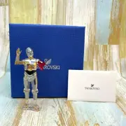 Swarovski Star Wars C-3PO Red Arm Crystal Figurine Gold Tone With Box Japan
