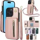 For iPhone 16 Pro Max 15 Plus 14 13 12 Leather Crossbody Flip Stand Wallet Case