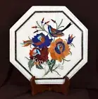 White Marble Coffee Table Top for Home Natural Gemstone Inlay Work Corner Table