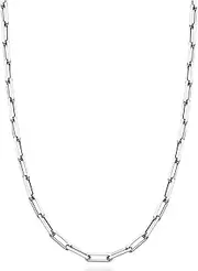 [Miabella] Solid 925 Sterling Silver Italian Diamond Cut Paperclip Link Chain Necklace for Women Men, 16, 18, 20, 22, 24, 26, 30 Inch Made in Italy