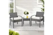 Gardeon 3PC Patio Furniture Bistro Set Wicker Outdoor Lounge Setting Grey