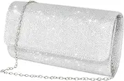 [Homirty] Chain Bag, Women's Clutch Bag, Glitter Evening Bag, Elegant Envelope Bag, Chain Bag, Shoulder Bags for Wedding, Party, Leisure, Date, for Mum (Silver)