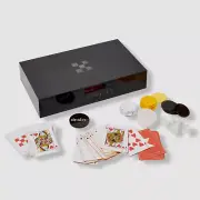 $220 Sunnylife Black Luxe Lucite Poker Case Playing Cards Sepia-Citrus Game Set