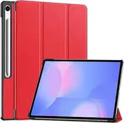 【QYCyu】 Case for Samsung Galaxy Tab S10 FE+/ Samsung Galaxy Tab S10 FE Plus Cover (SM-X620/ SM-X626B) 13.1 inches,PU Leather,Triple fold Bracket Function，Impact Resistance.(Red)