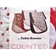 Aida Table Runner for Counted Cross Stitch Vintage Strawberry Quilted 14 Count